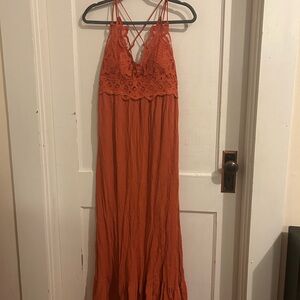 Rue21 Strappy Orange Maxi Dress